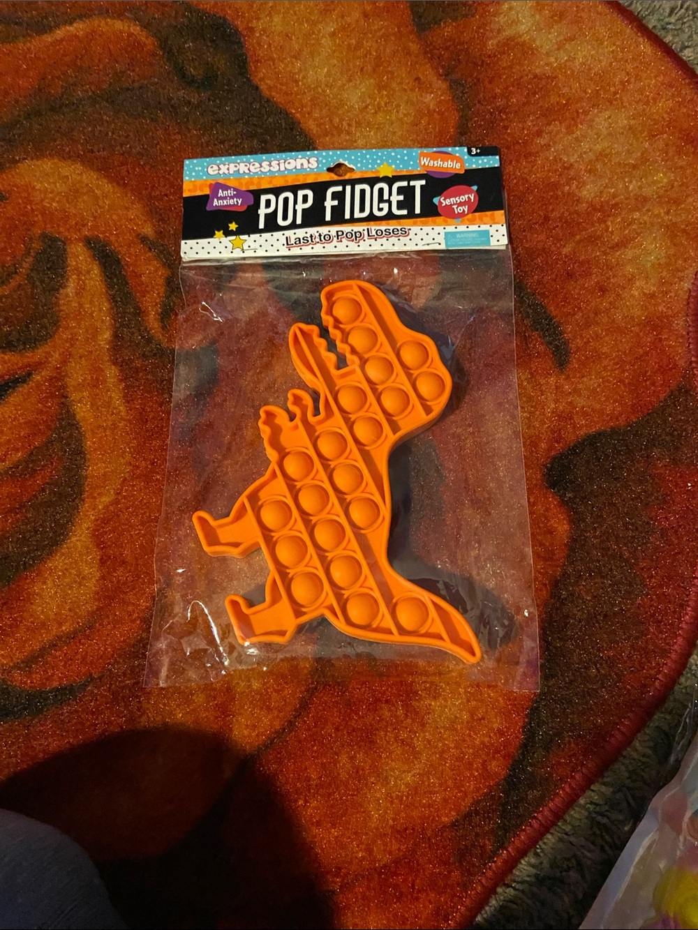 Expressions Orange Dinosaur Pop Fidget Silicone Toy
